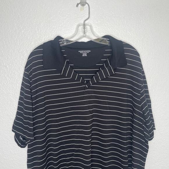 Amazon Essentials Mens Shirt Size XL Black Striped Pullover Polo Casual - Picture 7 of 10